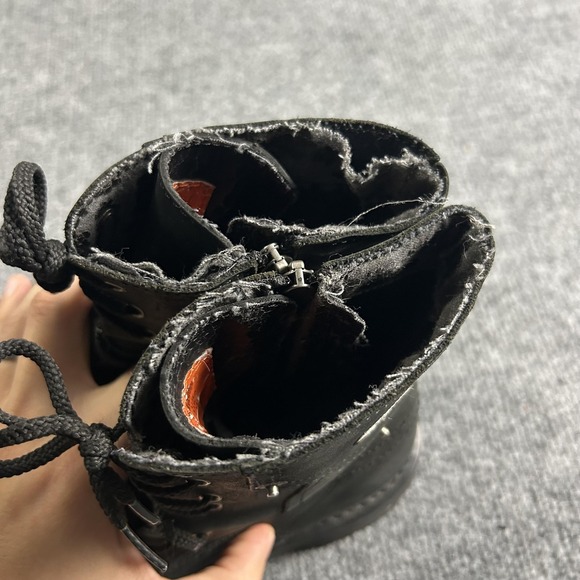 Harley Davidson Boots Womens Size 5.5 Black Leather Lace Up Moto Combat Zip 4070 - Picture 7 of 9